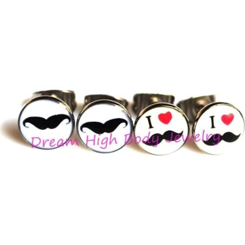 Free shipping Vintage Mustache Earrings Fashion Ear rings Statement Jewelry Newest Design Oil Logo 8MM 100PCS/LOT 316l STEEL