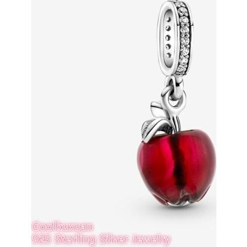 2021 Autumn Original 925 Sterling Silver Murano Glass Red Apple Dangle Charm beads Fits Pandora bracelets Jewelry Making
