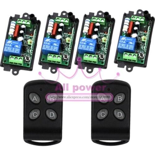 CCTV 110V 220V 1CH Wireless Power Switch System 4 Receiver 2 Remote Controller 315MHZ/433MZH