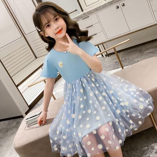4 6 10 12Childrens Clothing Girls Dress 2021 Chrysanthemum Embroidered Fashion Dresses Girls Princess Dress Kids Casual Dresses