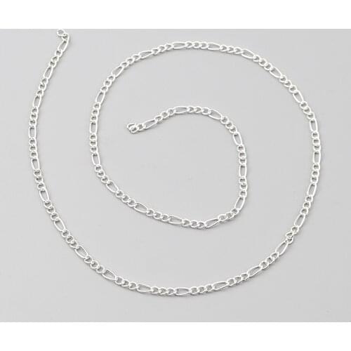 DoreenBeads Handmade Iron Based Alloy 3:1 Figaro Link Curb Chain Findings Silver Color DIY Making Necklace Women Men Jewelry,5M