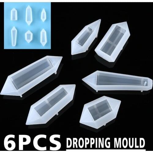 6pcs/Set DIY Pendant Silicone Mold Resin Jewelry Pendant Mould Decoration Tools Pendulum Cone Epoxy Resin Crystal Column Pendant