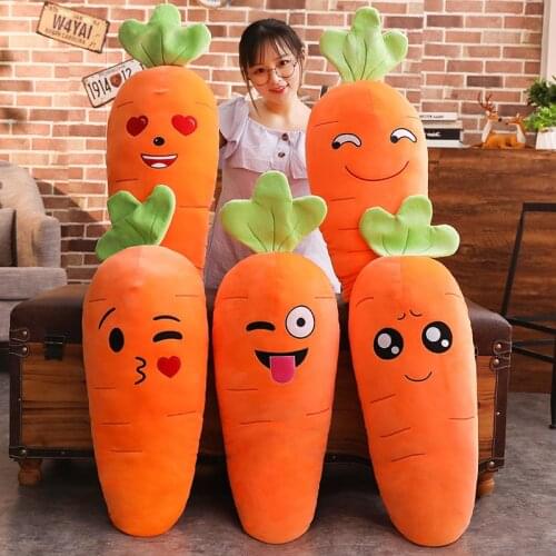 45-110cm Cartoon Plant Smile Carrot Plush toy Cute Simulation Vegetable Carrot Pillow Dolls Stuffed Soft Toys for Children Gift