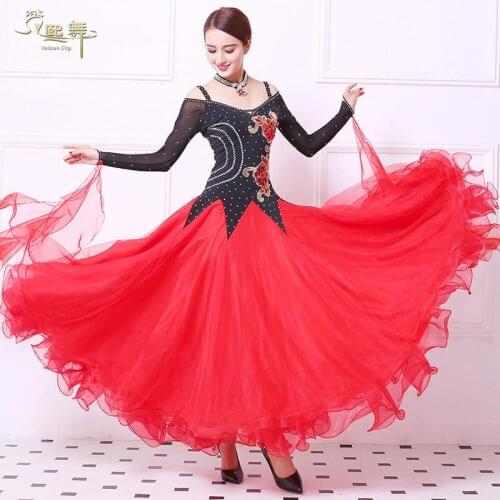 Customized Ballroom Dance Dress Hand Made Modern Dancing Dresses Girls Costumes National Standard Dance Competition Suits D-0351