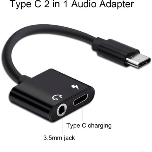 USB Type C Male To 3.5mm Jack Earphone Adapter Cable AUX Audio Type-C Fast Charge Adapter For Xiaomi Mi 6 Huawei P20 Mate 20 Pro