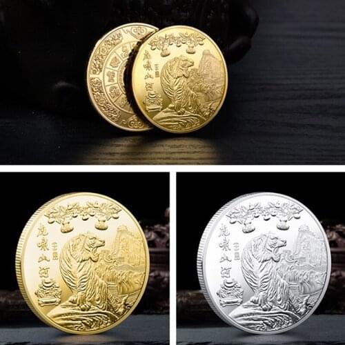 Golden Tiger Commemorative Coin Collection Chinese Zodiac Tiger Year Coins 2022