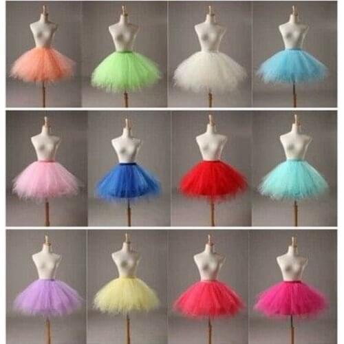 Short Girl Layered Tulle Ballet Dance Elastic Mini Tutu petticoat Ruffled Trim Fluffy Sweet Color Party Princess Pettiskirt