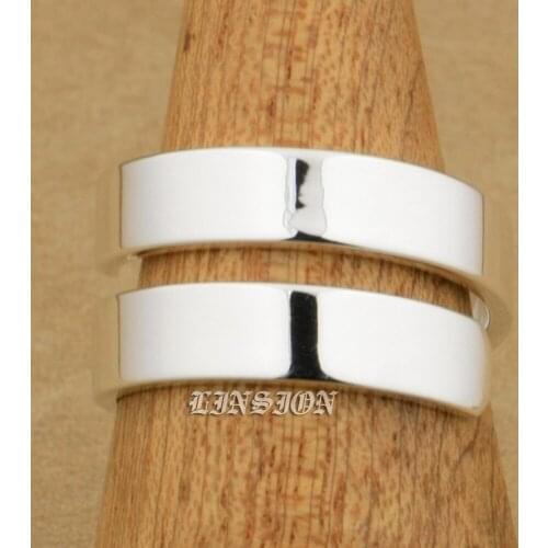 LINSION High Polished 925 Sterling Silver 5mm Width Couple Ring Lover`s Ring Wedding Charms Ring 9Y008 US Size 6 to 12