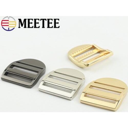 Meetee 5/10Pcs 25mm Metal Adjust Buckle Bag Arched Tri-Glide Strap Buckles DIY Webbing Slider Clasp Adjustment Hook Accessories