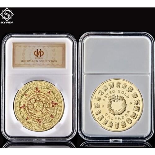 Mexico Mayan Aztec Calendar Art Prophecy Culture Challenge Gold Plated Coin Collectibles