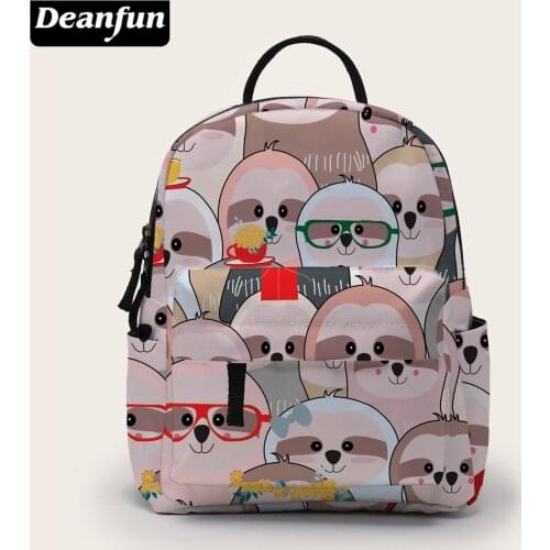 Deanfun Mini Backpack Glasses Sloth Printing School Backpacks Women Girls Small Backpack for Travel Gift BMNSB-16
