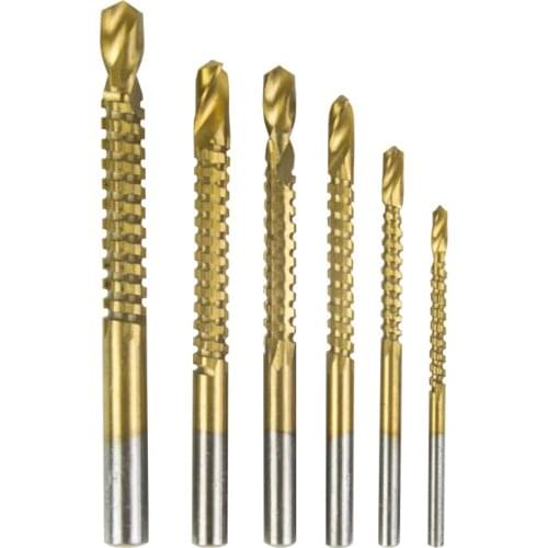 3mm 4mm 5mm 6mm 6.5mm 8mm HSS Ti Titanium Coated Woodworking Wood Metal Plastic Hole Saw Cutter Power Tool Twist Drill Bit Set