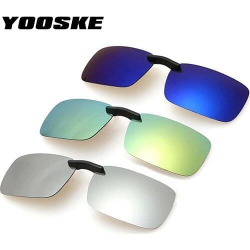 YOOSKE Square Polarized Sunglasses Man Clip On Myopia Eyeglasses Men Frameless Night Vision Goggles Sun Glasses Flip Up Sunglass
