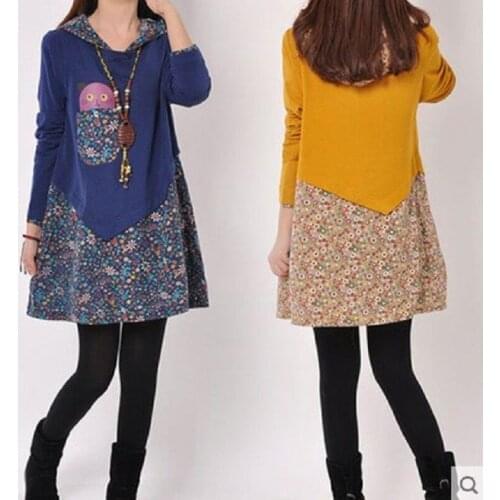 Autumn/spring women clothing women T shirts women tees long sleeve hooded t shirts print patchwork tees S-5xl PDD