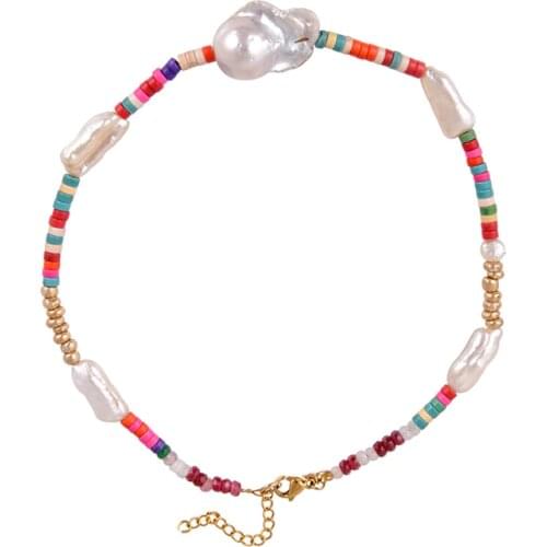 2021 High Quality Baroque Pearl Necklace Bohemian Colored Beads Women Add Charms Accessories Jewelry Naszyjnik Friendship Gift