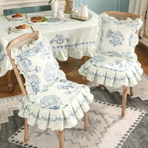 Dining Chair Cushions American Luxury Retro Boho Ruffle Seat Cushion Home Decor Square Soft Non-slip Kitchen Chair Cushion Pads