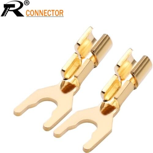 2pcs/1pair Gold plated U/Y type Banana Conenctor Spade Speaker Banana Plugs Audio Jack Convertors