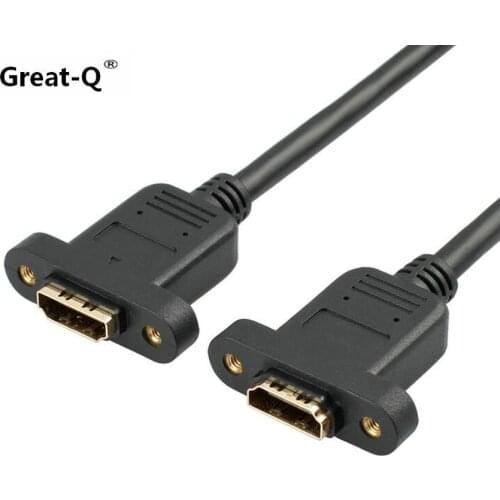 Gold Plated Plug HDMI Cable 14+1 Copper Female to Female Extension cord With Screw Holes Lockable Panel Mount