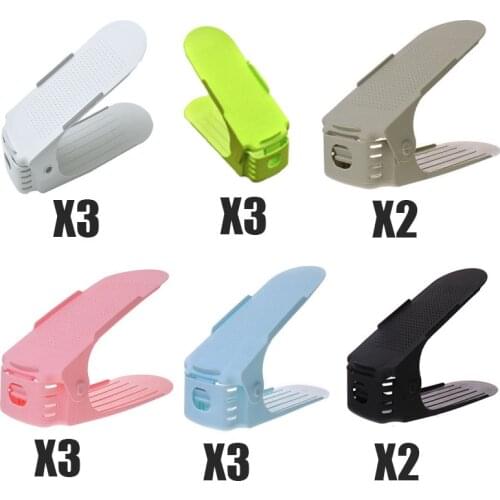 Mixed Color Durable Adjustable Shoe Storage Box Shoe Support Slot Space-saving Cabinet Closet Bracket Shoe Storage Rack Shoe Box