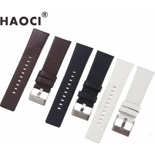 Accessories Leather lychee strap for Diesel 20 22 24 26 27 28 30 32mm DZ7313 DZ7322 DZ7257 watch bracelet bands black brown