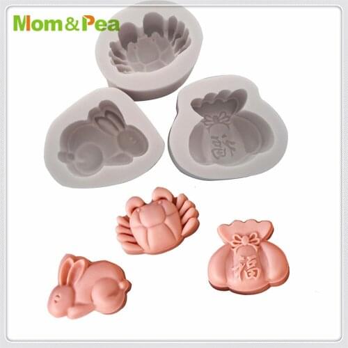 Mom&Pea MPA0668-70 Fu Crab Rabbit Shaped Silicone Mold Cake Decoration Fondant Cake 3D Mold Food Grade