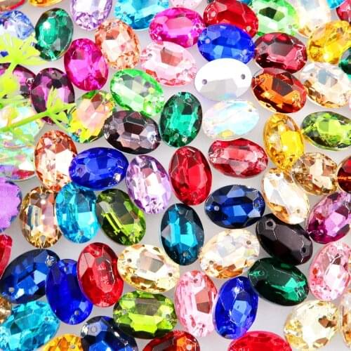 Oval shape with two holes point back glass Crystal rhinestone beads sew on wedding dress shoes bags accessories decorations