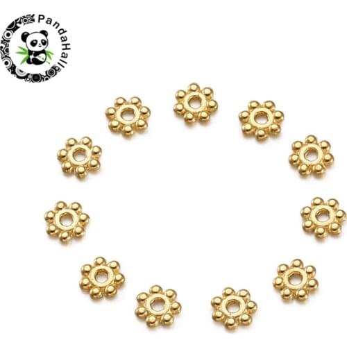 Tibetan Charm Alloy Metal Beads Loose Spacer Beads Flower Shape for DIY Bracelet Necklace Jewelry Making Lead & Cadmium Free