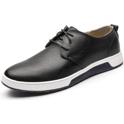 38-48 Casual Shoes Men Leather Black Flats Fashion Simple Mens Designer Shoes Men Comfort Breathable Holes Brand Shoes