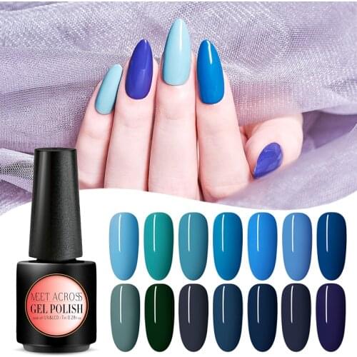 MEET ACROSS 7ml UV Gel Nail Polish For Manicure Semi Permanent Lacquer Top Coat UV LED Gel Varnish Soak Off Nail Art Gel Polish