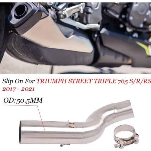 Slip On For TRIUMPH STREET TRIPLE 765 S R RS TRIPLE765 2017 - 2021 Motorcycle Exhaust Escpae Moto Mid Link Pipe Connect 51mm