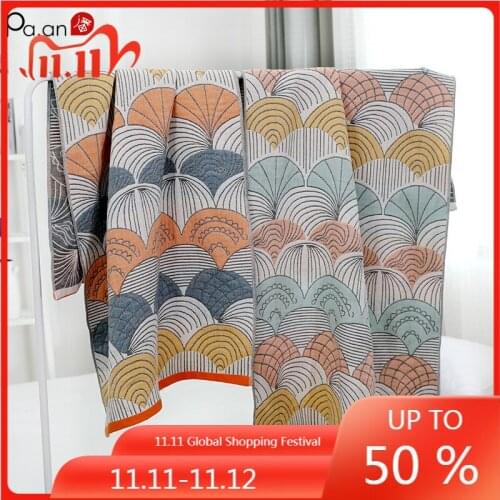 Japanese Beach Towel Cotton Towels Gauze Fan-leaf Bath Towel70x140cm 4-layer Household Absorbent Large-sized Towel for Adults