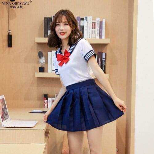 Woman School Uniforms Sexy Collage Student Sailor Party Cosplay Costume Japanese Short Sleeve JK Suit School Girls Pleated Skirt