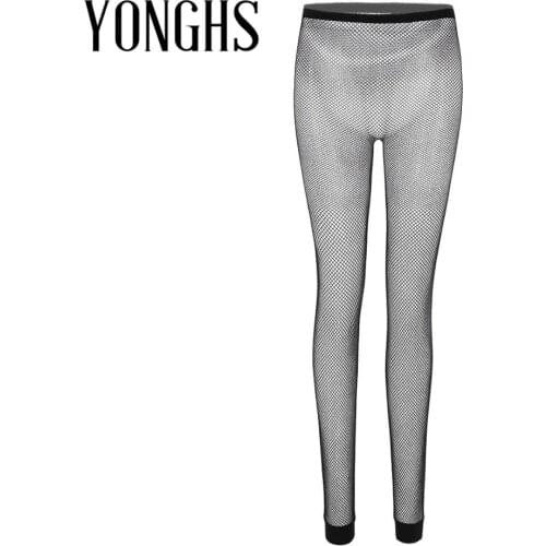 Womens Sexy Fishnet Pantyhose See Through Sheer High Waisted Ankle Length Footless Stretchy Tights Leggings Pantyhose Stockings