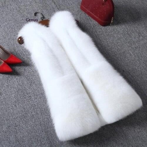 Women Faux Fur Coats 2020 Plus Size Faux Fur Vest Gilet Elegant Fake Fox Fur Femme Winter Outwear Long Waistcoat