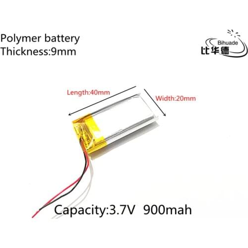 1pcs 3.7V 900mAh 902040 Lithium Polymer Li-Po li ion Rechargeable Battery cells For Mp3 MP4 MP5 GPS PSP mobile bluetooth