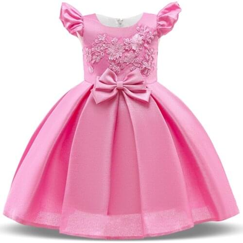 2021 Summer Formal Kids Evening Prom Dress For Girl Children Costume Flower Party Princess Dresses Girls Vestido Short Sleeve