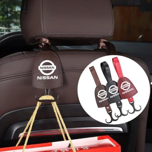 Car Storage Hook Rear Seat Grocery Hook Leather Car Accessories For Nissan Qashqai Juke Pulsar Sentra Altima Patrol Micra Rogue