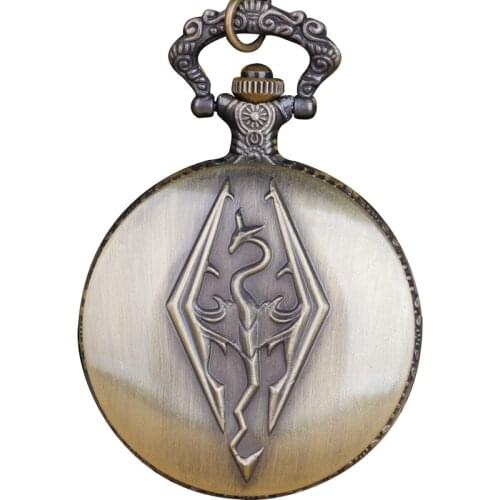 Bronze/Grey Game Theme Quartz Pocket Watch with Chain Pendant Necklace Men Women Gifts CF1228