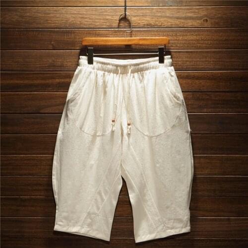 Vintage Sweatpants Mens Calf-Length Cross Pants Men Summer Men Cotton Linen Baggy Wide Leg Pants Joggers Pants Male Harajuku