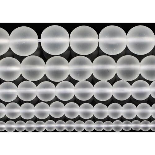 Natural Stone Frosted White Charm Beads Round Loose Beads For Jewelry Making Needlework Bracelet DIY Pick Size Strand 4-12MM