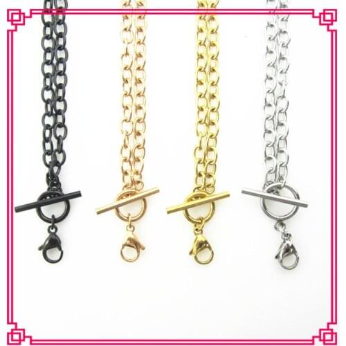 20 inch Stainless Steel Toggle Chain for Diffuser Locket Floating Pendant Necklace Rose Gold Black Gold Color
