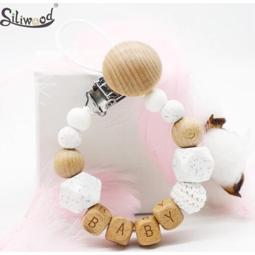 Baby Pacifiers Clips Personalized Name Dummy Nipple Holder Baby Teat Chain Toy Stroller Teething BPA Free Safe Baby Accessories