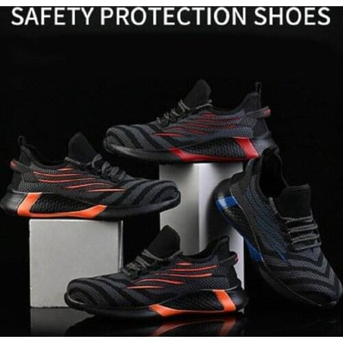 Mens Safety Shoes Steel Toe Caps Lightweight Breathable Construction Anti-Smashing Anti-Puncture Shoes Hike Sneakers Work Boots