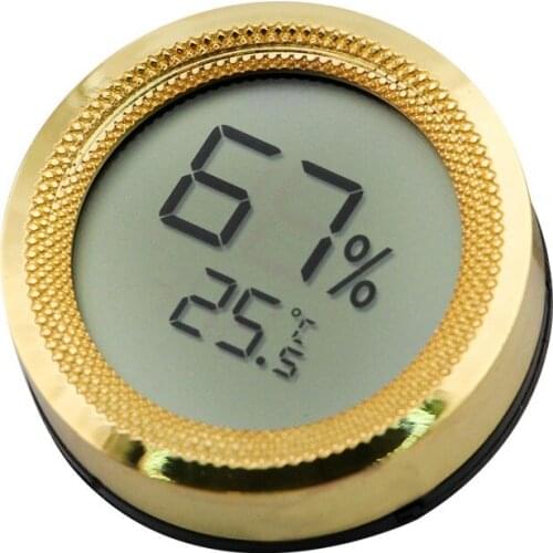 Cigar Cigarette Cases Hygrometer Gauge Thermometer with Mini Digital LCD Display Temperature Sensor Round Humidity Meter