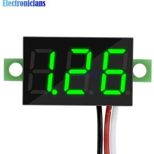 0.36 inch 3 Wires DC 0-30V Green LED Panel Voltage Meter 3-Digital Display Voltmeter