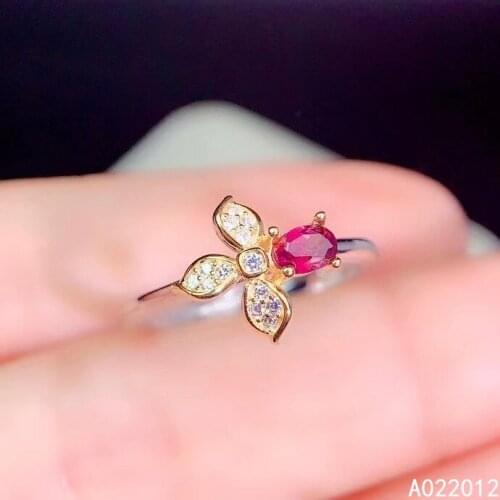 KJJEAXCMY fine jewelry natural garnet 925 sterling silver noble gemstone women new adjustable ring support test