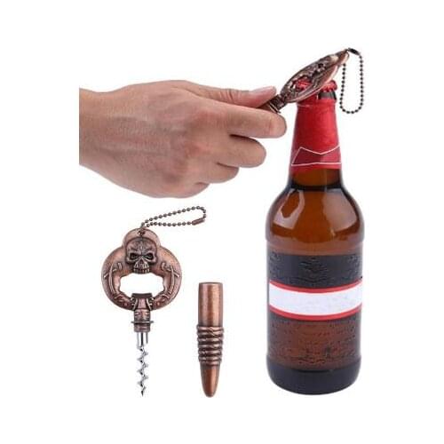 Creative Corkscrew Wine Beer Opener 2 in 1 Bottle Opener Skull Red Wine Zinc Alloy Bottle Opener Classic Vintage Home Bar Tools