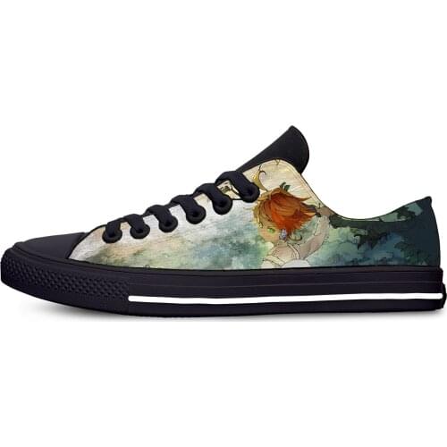 Japan Anime The Promised Neverland Cartoon Fashion Casual Cloth Shoes Low Top Harajuku Breathable 3D Printed Men women Sneakers