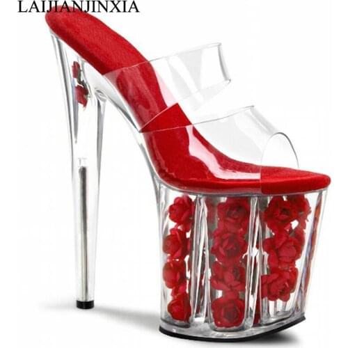 LAIJIANJINXIA Women Slippers Wedding Party New 20CM high heels Night Club Pole Dress Dance Shoes PUMPS Sexy Dance Shoes