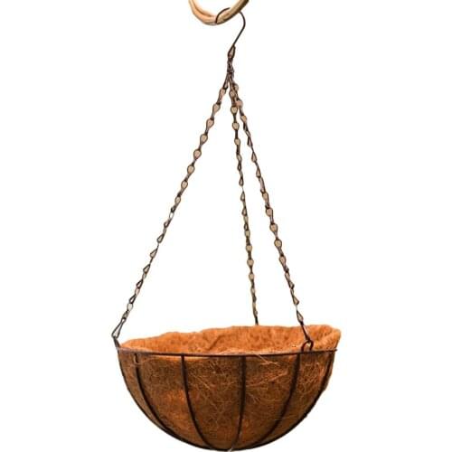 8 Inch Metal Hanging Planter Coconut Basket Round Steel Wires Plant Holder Decor Hanging Flower Pots Indoor Outdoor Hanging Bask